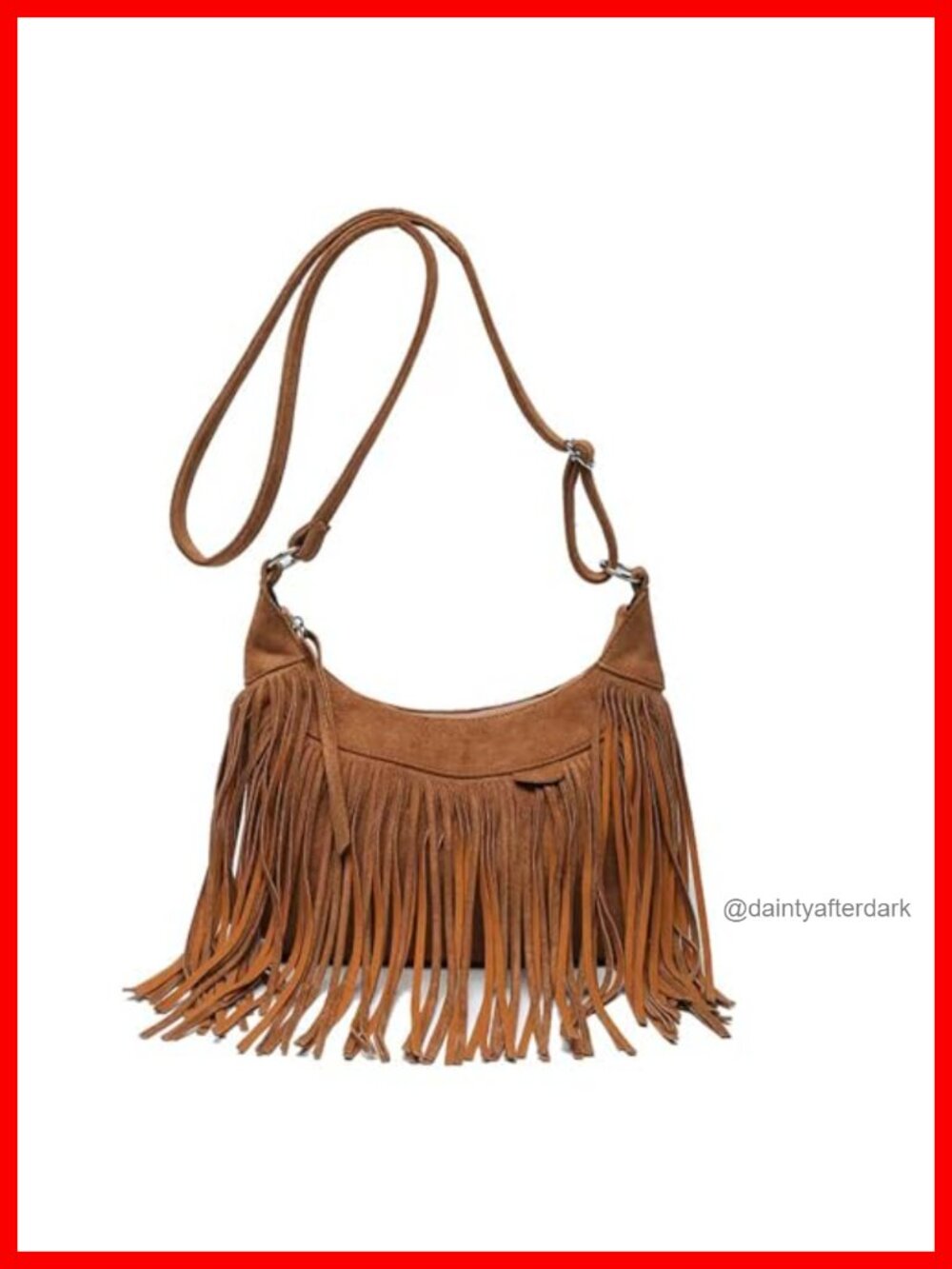 Fringe Crossbody Bag Vegan Suede Hippie Tassel Hobo Shoulder Purse